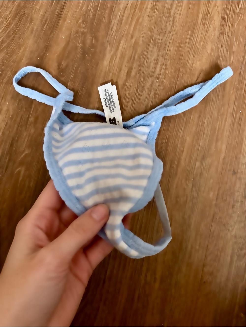 Loved PINK Victoria's Secret Light Blue & White Striped Thong